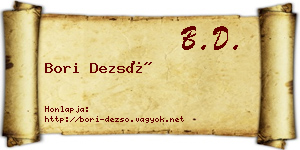 Bori Dezső névjegykártya
